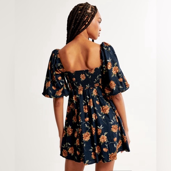 A&F Emerson Linen-Blend Puff Sleeve Mini Dress Sz XXS NWT - Picture 4 of 8